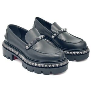 NEW🔥Christian Louboutin St. Roch Pyraclou Studded Platform Leather Loafers🔥